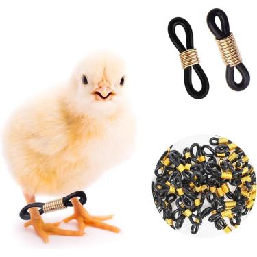 Imagem de Yxinjy 50 peças de faixas de perna de galinha pretas para pintinhos de galinha, suportes ajustáveis para conserto de pernas de pássaros patos recém-eclodidos, suprimentos de cuidados com aves