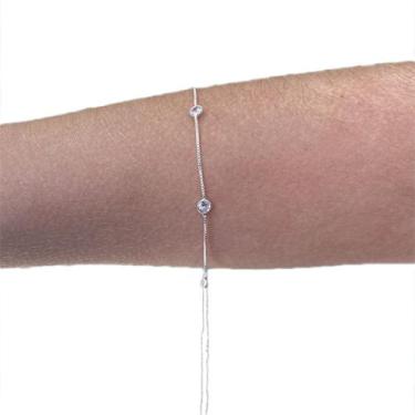 Imagem de Pulseira Bracelete Pedra Zirconia Ponto Luz Banhada Prata - Papillon S