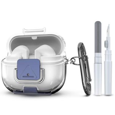 Imagem de Wacanc Capa protetora para Samsung Galaxy Buds 3/3 Pro com clipe de bloqueio seguro, design de suporte de telefone, proteção total, à prova de choque, capa de TPU com mosquetão e kit de limpeza