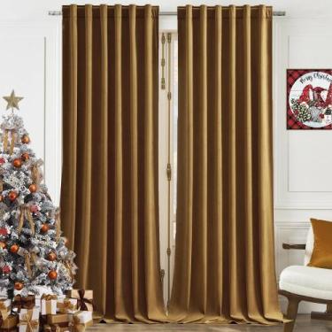 Imagem de Cortinas Timeper Velvet Gold Blackout 300x305cm Extra Longas