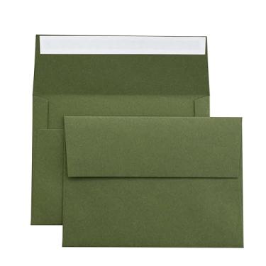 Imagem de PONATIA 50 envelopes 12 x 17 cm, envelopes autoadesivos A7 verde-oliva para casamentos, cartões de convite, fotos, cartões postais, cartões de felicitações, chá de bebê, graduação, cartões de presente
