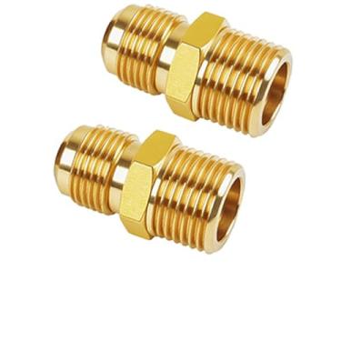 Imagem de Conector de latão de linha de gás macho NPT de 1/5.1 cm para alargador de 3/10.2 cm, adaptador de linha de tocha de calibre de latão para hidráulico, combustível HVAC, ar, conectores de linha de gás