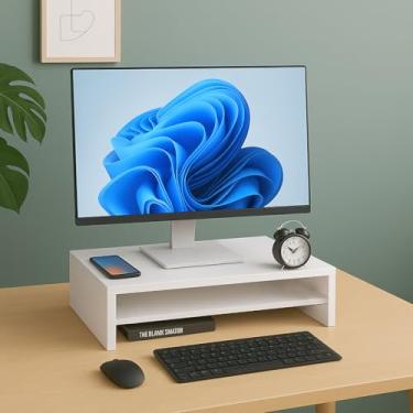 Imagem de Suporte de mesa para monitor notebook laptop PC tela nicho Organizador Setup Gamer 70cm (Branco)