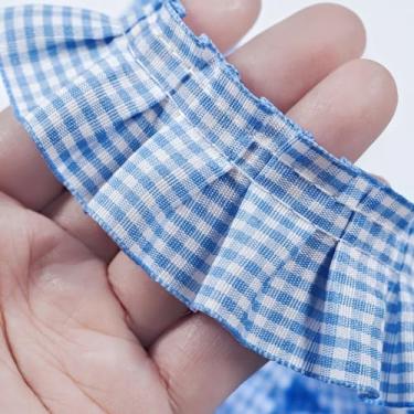 Imagem de Acabamento de renda plissado guingão com babados de 10 metros, guarnições de tecido de fita de renda guingão para costura, artesanato, cortina de vestido, decoração de fronha de fantasia de casamento