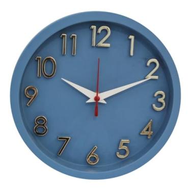 Imagem de Relógio de Parede 3D Grande Decorativo com Mecanismo Silencioso em Dourado, Preto, Branco, Cinza, Rosa, Azul e Verde - Relógios de Parede para Cozinha, Sala e Quarto(Azul)