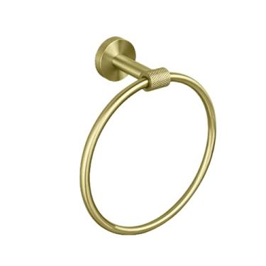 Imagem de Suporte para toalhas de parede em aço inoxidável dourado escovado, suporte para papel higiênico, gancho para roupão, porta-copos, escova de vaso sanitário, acessórios para banheiro, anel para toalha