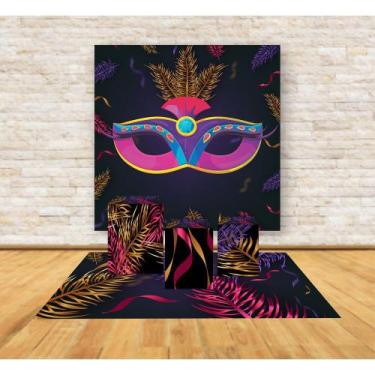 Imagem de Kit Mini Table Quadrado Carnaval Baile De Máscaras, 160x160cm