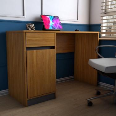 Imagem de Mesa Escrivaninha Alune 1 Porta 1 Gaveta Freijó/Grafite - Panorama Móveis