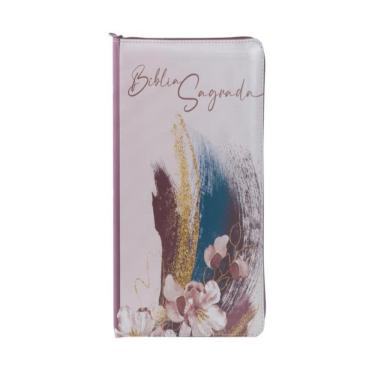 Imagem de Biblia Nvi, Couro Soft, Letras De Jesus Em Vermelho, Rosa Acabamento Com Ziper