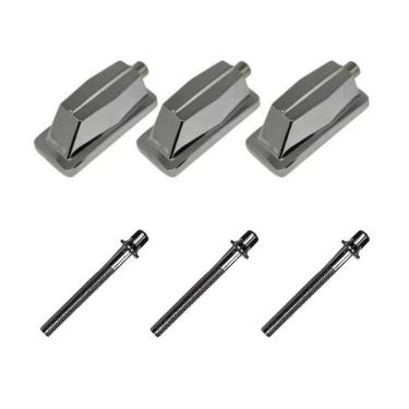 Imagem de Kit 3 Canoas Tom Caixa Cromo 19.07 + 3 Parafusos 51 X 6Mm M6