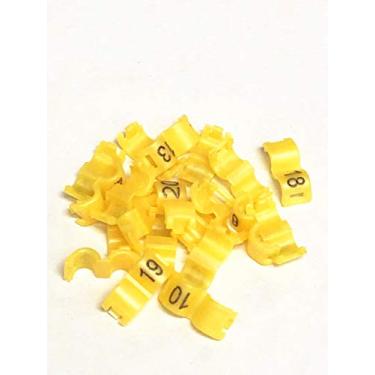 Imagem de fpigeon 2,7 mm, 3 mm, 4 mm, 4,5 mm, 5 mm, clipes de perna de pássaros, encaixe aberto, anéis de papagaio canário, números de plástico 1-20 (3 mm, amarelo)