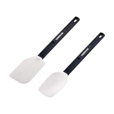 Imagem de FARBERWARE Conjunto de espátula de colher de grau profissional, cabo cinza escuro com cabeça de silicone branco, certificado NSF, seguro para lava-louças