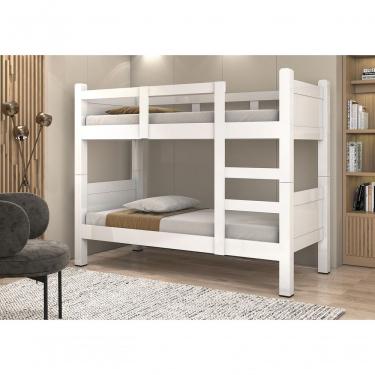 Imagem de Beliche Vitamov Branco Versátil Vira 2 Camas Estrado 100% Madeira Pés 7,5x7,5 Cm