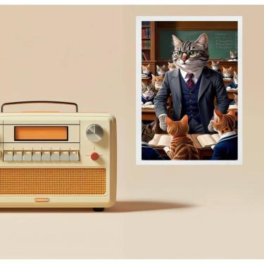 Imagem de Quadro Decorativo Professor Gato 45X34Cm - Com Vidro