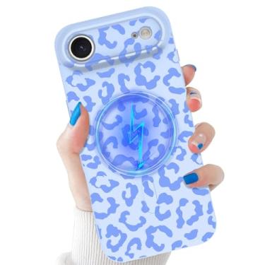 Imagem de tharlet Capa compatível com iPhone Air Cheetah, compatível com MagSafe, TPU macio à prova de choque, antiarranhões, estampa de guepardo, para iPhone Air de 16,5 cm, leopardo azul