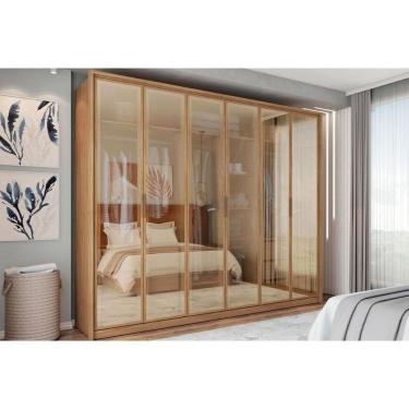 Imagem de Guarda Roupa Casal 6 Portas E 4 Gavetas C/ Vidro Reflecta Reflex Buriti - Caemmun