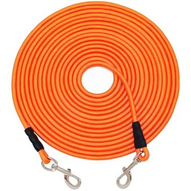 Imagem de SEPXUFORE Coleira para cães com corda de amarrar, 8-10-13-15-20-25-30-35-40-45-50 FT para cães médios, grandes, interno/externo, acampamento, quintal (laranja, 3/20.3 cm x 6.1 m)