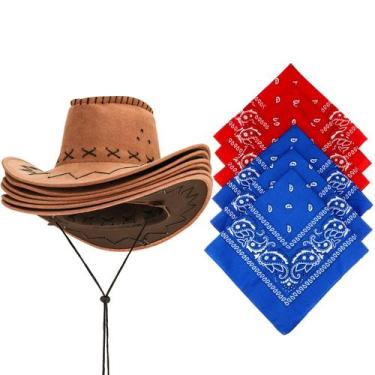 Imagem de Conjunto de acessórios de fantasia Western Cowboy Hat com bandana x6 -