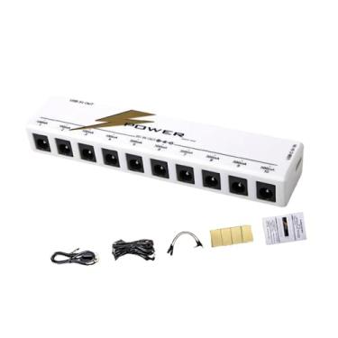 Imagem de menolana Fonte de alimentação para pedal de guitarra, fonte de alimentação portátil para pedais de efeito de 9 V/12 V/18 V para músicos de performance e, Branco