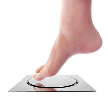 Imagem de Ralo Click Cromado Inteligente P/ Banheiro Aço Inox 10x10cm - Fine Met