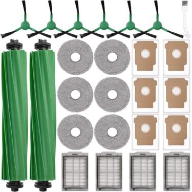 Imagem de 25 peças de reposição para iRobot Roomba Plus 405/505 Combo Robot Vacuum, kit de acessórios inclui 2 escovas principais, 6 sacos de pó, 6 esfregões, 4 filtros HEPA, 6 escovas laterais, 1 escova de