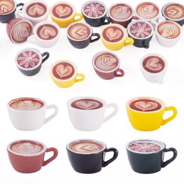 Imagem de Spritewelry Berloques de café de resina 3D fofo imitação de bebida, mini minúsculos pingentes de cappuccino de café para fazer joias, colar faça você mesmo, brinco, pulseira, chaveiro, artesanato