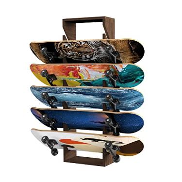 Imagem de lukar Suporte de skate, suporte de parede de skate, suporte de madeira de 6 níveis para deck, suporte de skate para skate suporte de parede para longboard, skates padrão