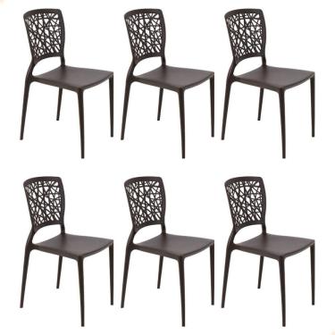 Imagem de Conjunto 6 Cadeiras Tramontina Joana em Polipropileno e Fibra de Vidro Marrom 92058109