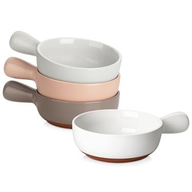 Imagem de MALACASA Tigelas de sopa com alças, tigelas de sopa de cebola francesa seguras para forno, multicoloridas, série TARA