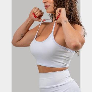 Imagem de Top Academia Nadador Alça Fina Fitness sem Bojo Liso Sutiã para Valori