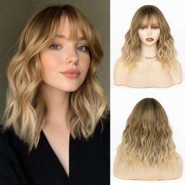 Imagem de Peruca NAYOO Blonde Bob 35cm com franja para mulheres