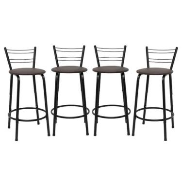 Imagem de Kit 4 Cadeiras 60cm Para Balcão Flórida Preta Bistrô Bar Cozinha Gourm
