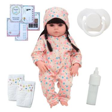 Imagem de Bebe Reborn Boneca Valentina Realista Pijama Com Acessórios - Cegonha 