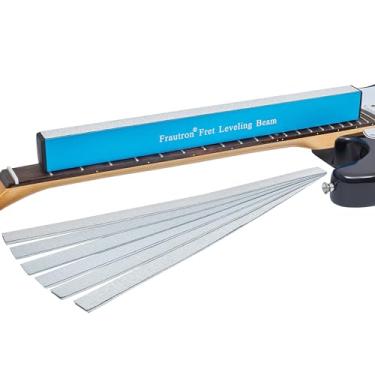 Imagem de Frautron Feixe de nivelamento de traste de 40,6 cm, nivelador de traste de guitarra de alumínio, ferramenta de reparo de nivelamento de escala Pro Luthier com 12 peças 120/240/400/600/1000 tira de