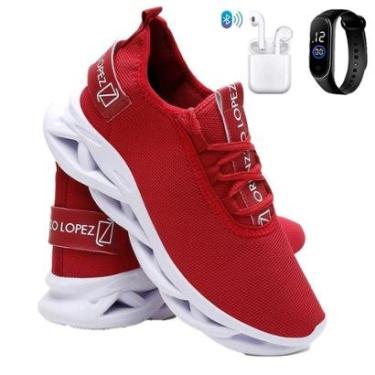 Imagem de Tênis Esportivo Para Corrida Caminhada Super Leve e Confortável + Fone + Rélogio-Masculino