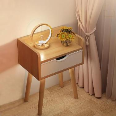 Imagem de PEYNIR Mesa de cabeceira com gaveta de pano mesa de cabeceira de madeira mesa lateral de armário alto de madeira mesa de centro quarto mesa de cabeceira cabeceira baú estreito