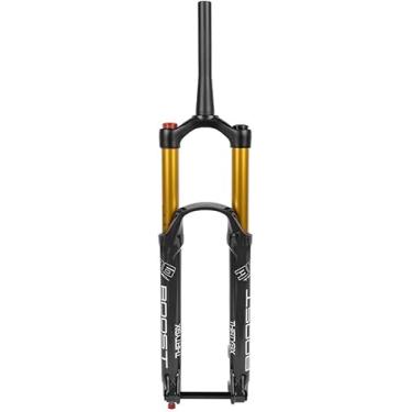 Imagem de Dh Mtb Air Fork 27,5/29 Polegadas Mountain Bike Suspensão Garfos Viagem 180mm Rebote Ajustar Bloqueio Manual 1-1/2 '' Garfo Dianteiro De Bicicleta Cônico Através Do Eixo, Gold, 27.5inch
