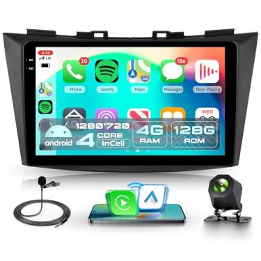 Imagem de Rádio automotivo 4G + 128G Android 15 para Suzuki Swift 2011-2017, Rimoody Car Stereo Carplay, Android Auto EQ, tela sensível ao toque de 23 cm, Bluetooth, FM, RDS, GPS, WiFi, câmera de backup
