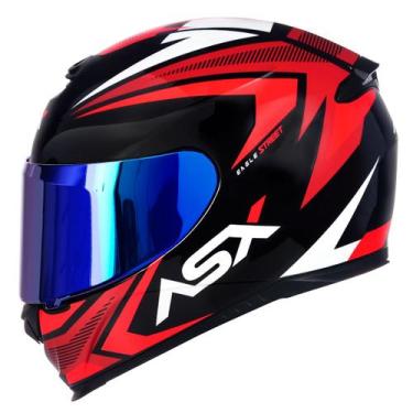 Imagem de Capacete Fechado ASX Eagle Street Vermelho Brilho com Viseira Colorida