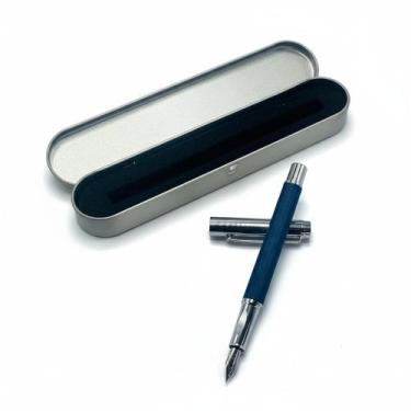 Imagem de Caneta tinteiro executiva pena azul caixa metal 0,5mm luxo - LUYKE