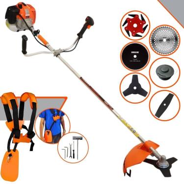 Imagem de Máquina de Corta Grama Vulcan VR620H À Gasolina 2T 62cc 3HP 12.500rpm Multifunções  Completa Com Carretel de Nylon + 5 Lâminas de Corte