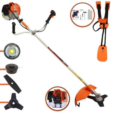 Imagem de Roçadeira Cortador de Grama À Gasolina VR620-H 2T 62cc 3HP de Alta Performance Com Carretel e Faca 3 Pontas + EXTRA Faca 2 Pontas e Escova de Aço