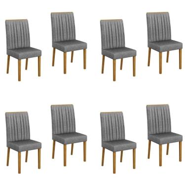 Imagem de Conjunto 8 Cadeiras para Sala de Jantar Pés em Madeira Maciça Mari Prata