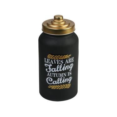 Imagem de Pote Porta Mantimentos de Vidro Preto Fosco Decorativo C/Tampa de Metal Dourado 1,3 Litros Royal Decor