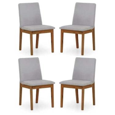Imagem de Kit 4 Cadeiras para Sala de Jantar Estofada Madeira Maciça Cecília - H