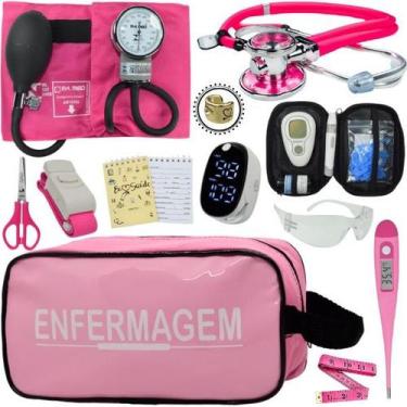 Imagem de Kit Enfermagem Aparelho de Pressão Estetoscópio Medidor Glicose Comple