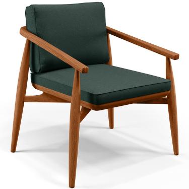 Imagem de Poltrona Decorativa Sala de Estar com Cintas de Corano Lavínia B04 Linho Verde Musgo - Lyam Decor