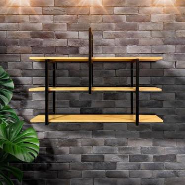 Imagem de Prateleira Organizadora Suspensa Mdf/ferro Sala/cozinha - Metal decore