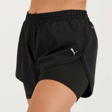 Imagem de Shorts Puma 2 em 1 Feminino Preto, GG