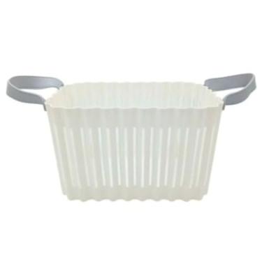 Imagem de Cesto Organizador Multifuncional 24x17cm Plástico Resistente com Alça para Casa Banheiro Lavanderia Escritório (Branco)